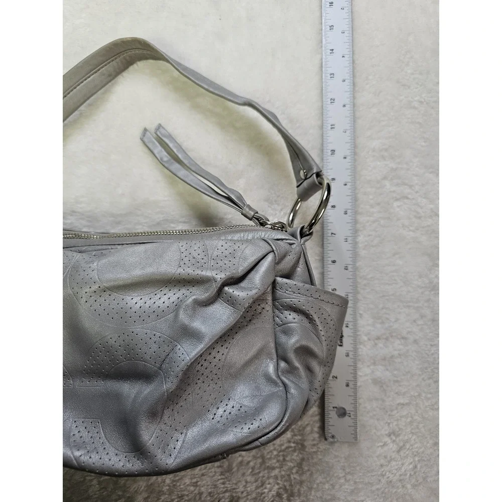 Coach Silver Hobo Shoulder Bag Signature C Logo‎ Pattern Purse